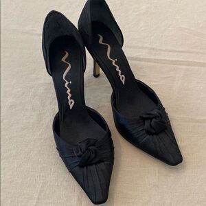 Nina Satin with Leather Sole Heels Pumps